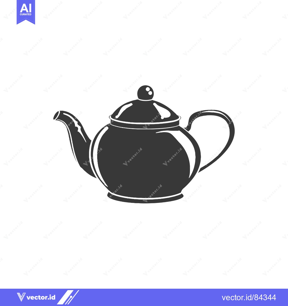 Premium Vector of A Black and White Silhouette of a Teapot