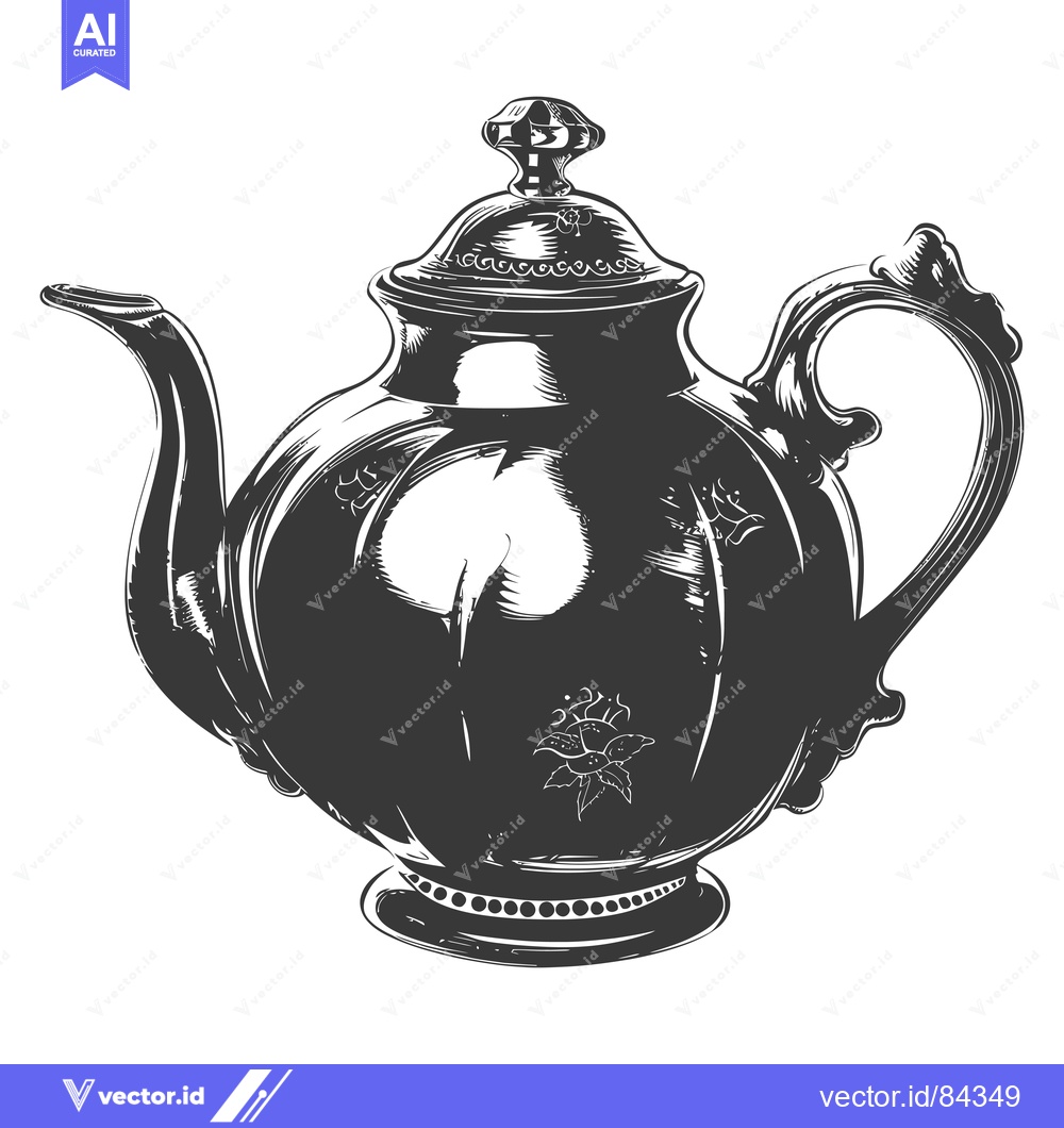 Premium Vector of Ornate Teapot with Floral Design