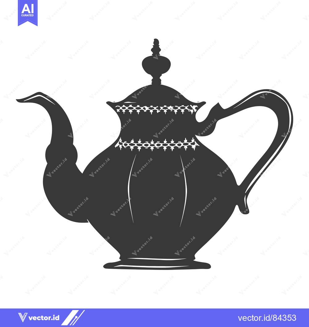 Premium Vector dari Silhouette of a Traditional Teapot with Ornate Design