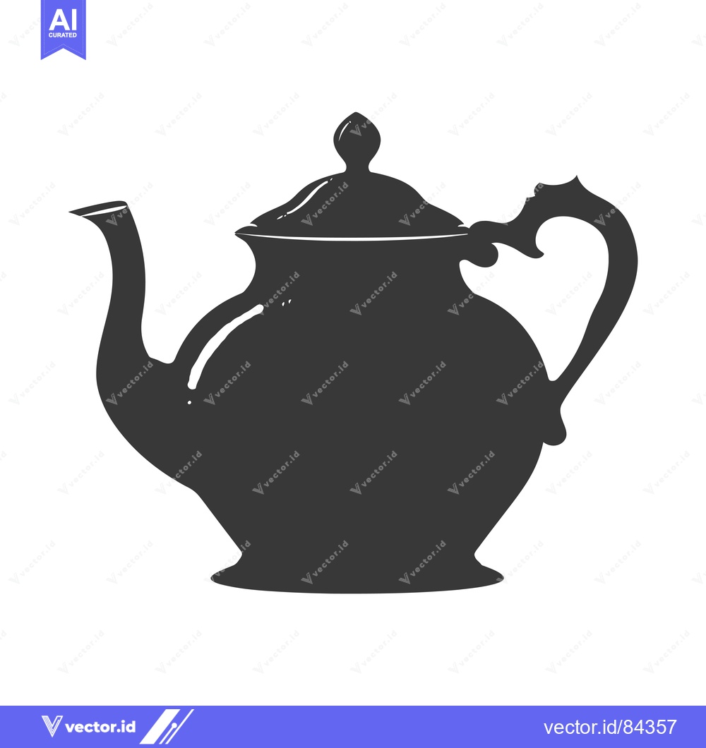 Premium Vector dari Black and White Silhouette of a Teapot