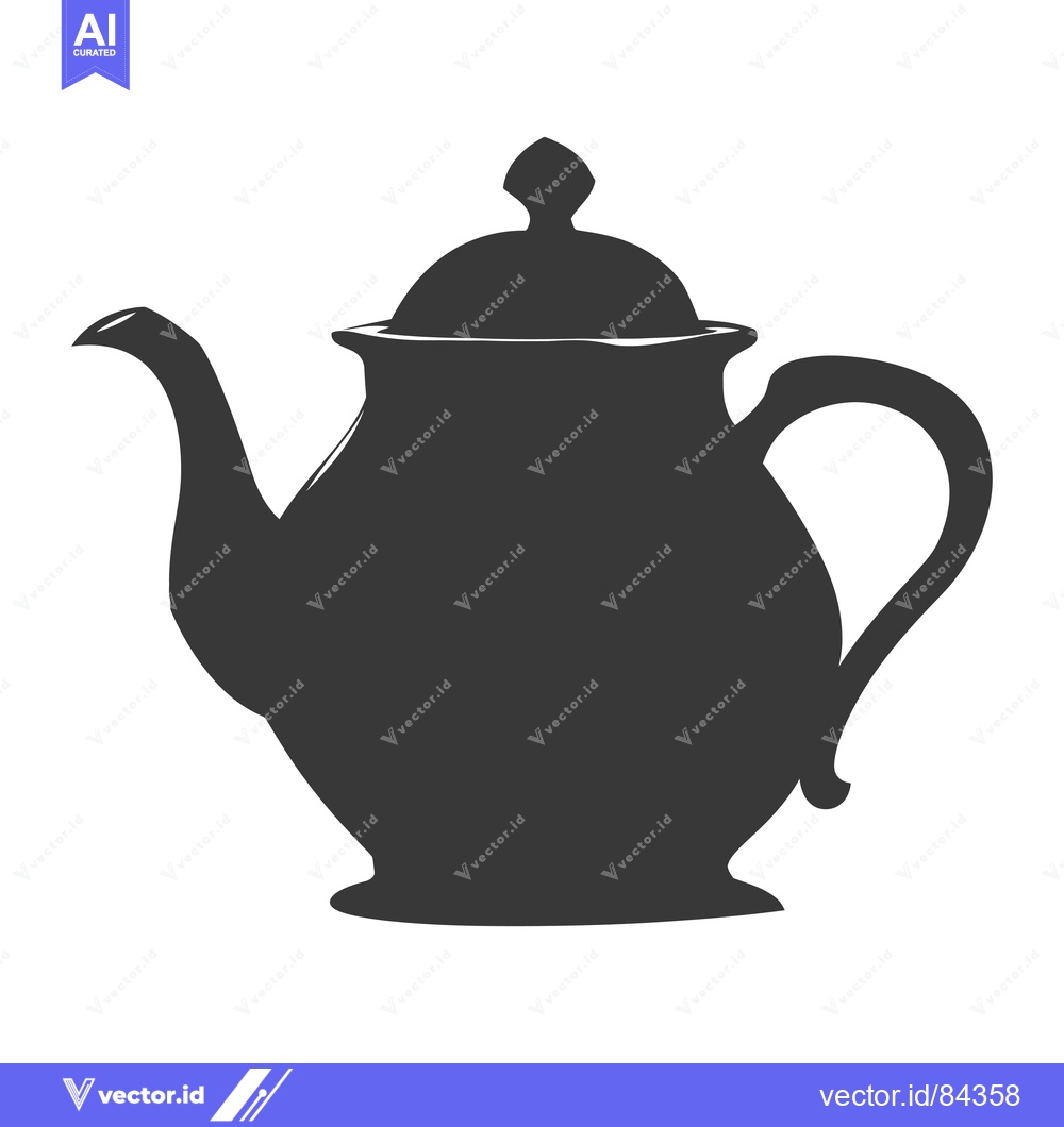 Premium Vector dari Black and White Silhouette of a Teapot