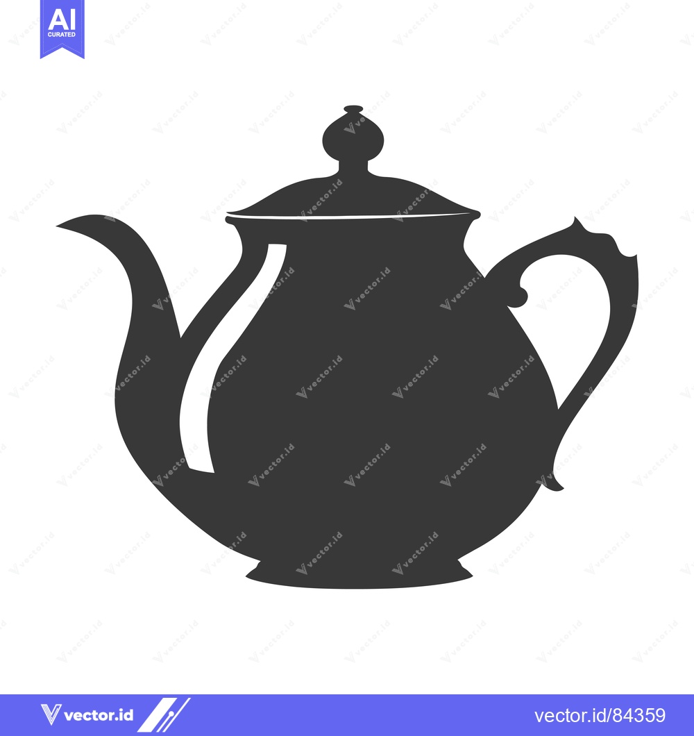 Premium Vector dari Silhouette of a Classic Teapot with a Lid