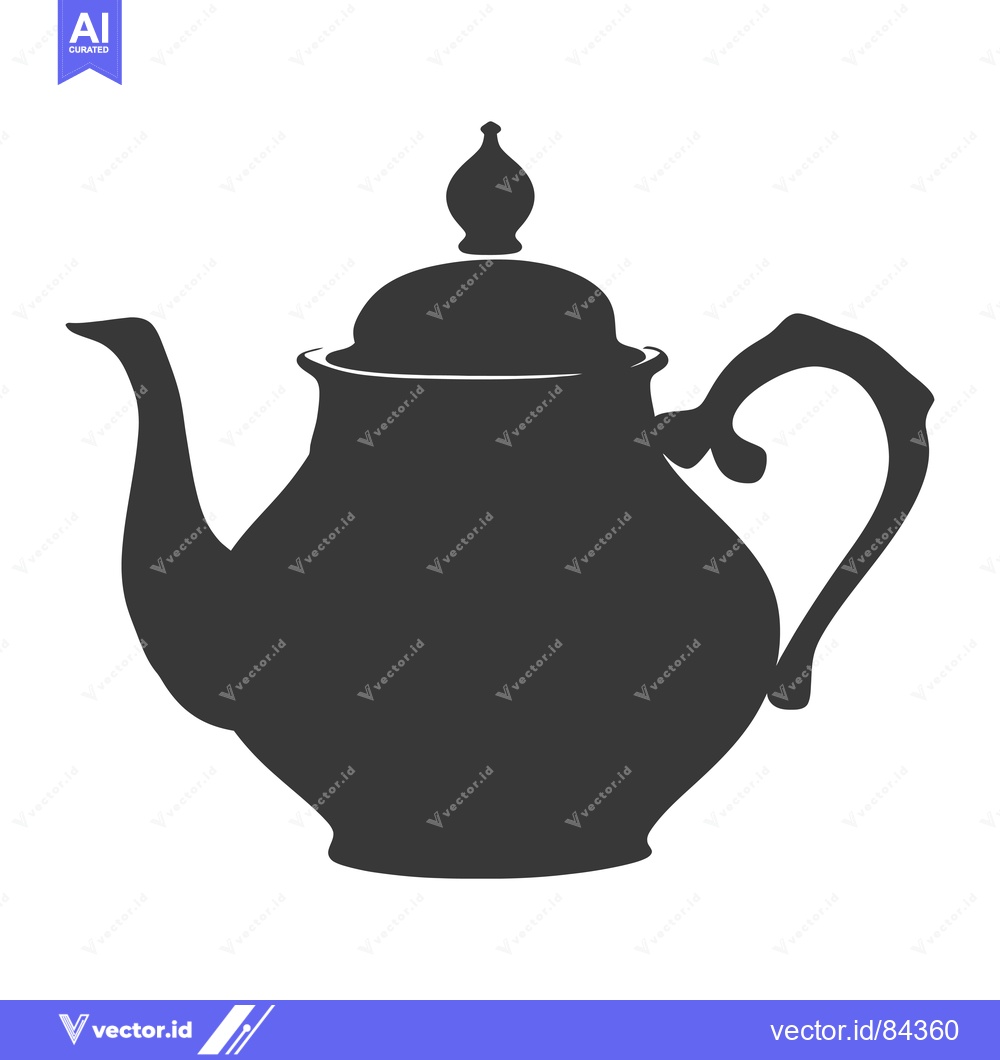 Premium Vector of Silhouette of a Traditional Teapot with an Ornate Lid