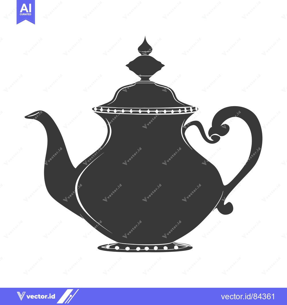 Premium Vector dari Ornate Teapot with a Rounded Body and a Spout