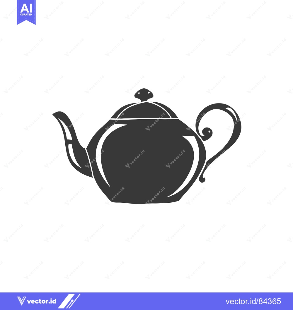 Premium Vector of Black and White Silhouette of a Classic Teapot