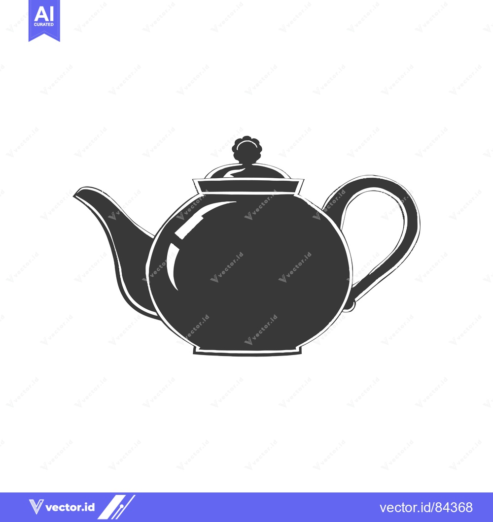 Premium Vector dari Black and White Illustration of a Traditional Teapot