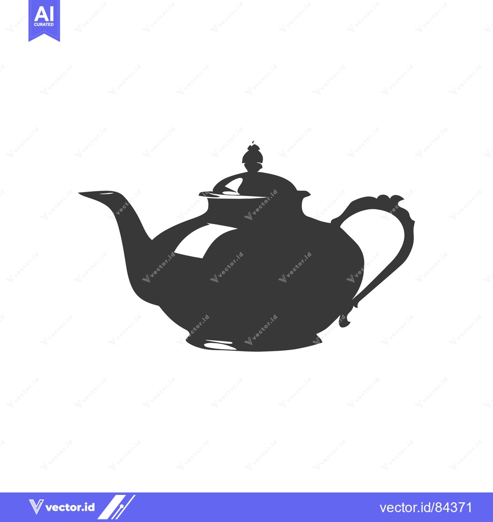 Premium Vector dari Black and white silhouette of a teapot with an ornate handle