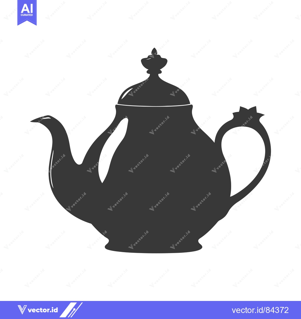 Premium Vector of Black and White Silhouette of a Teapot with a Decorative Lid