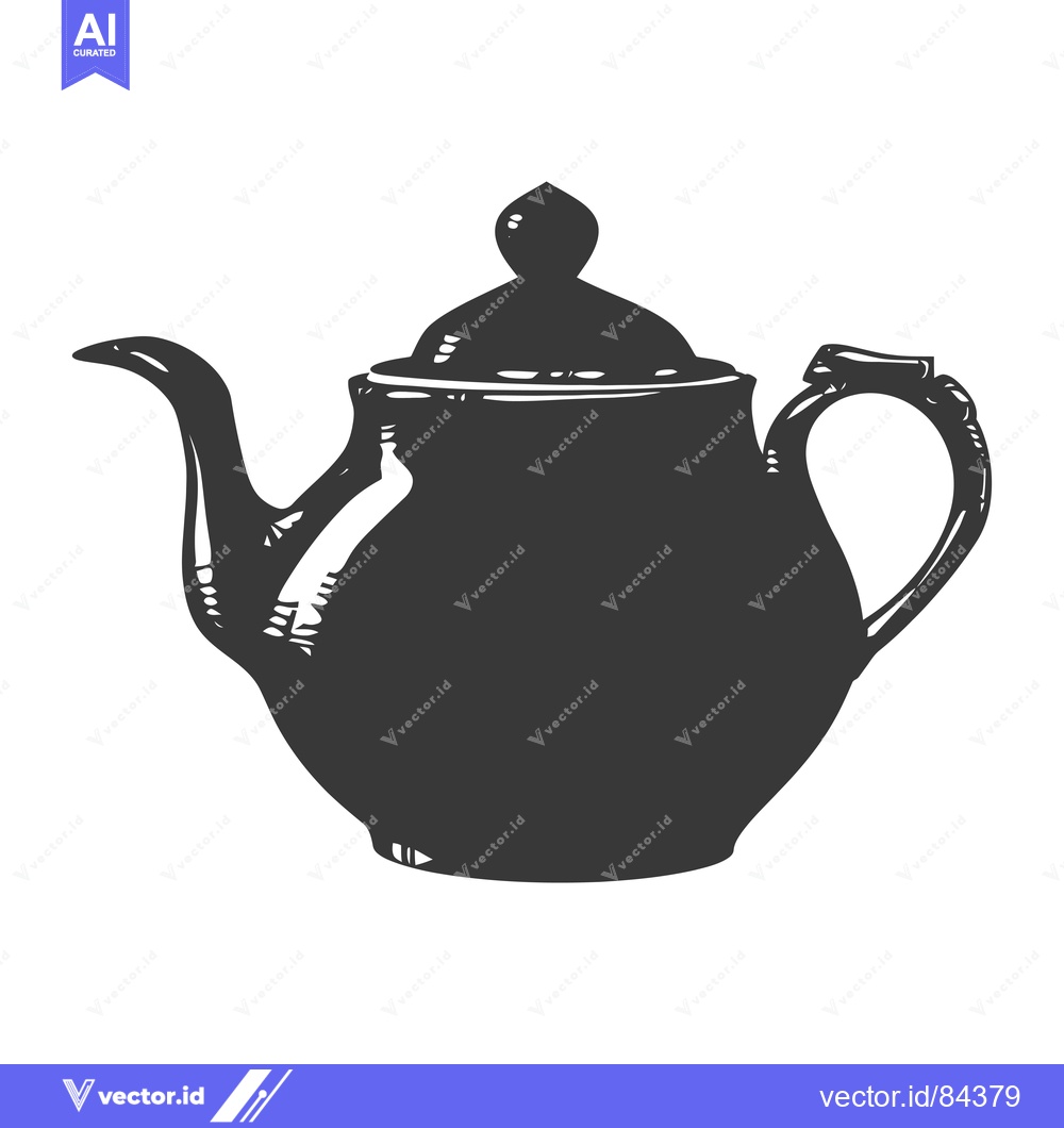 Premium Vector of Hand-drawn Silhouette of a Traditional Teapot