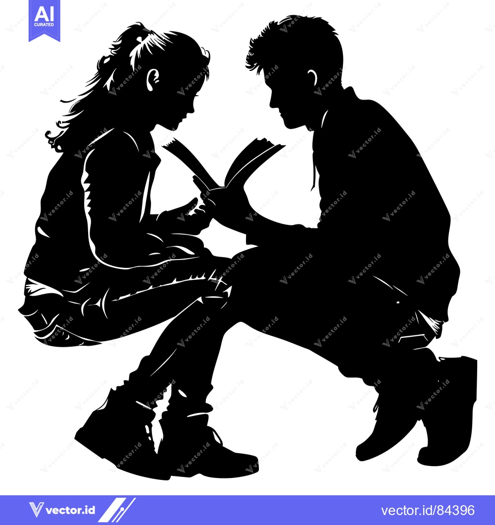 Premium Vector dari Silhouette of a couple reading a book together