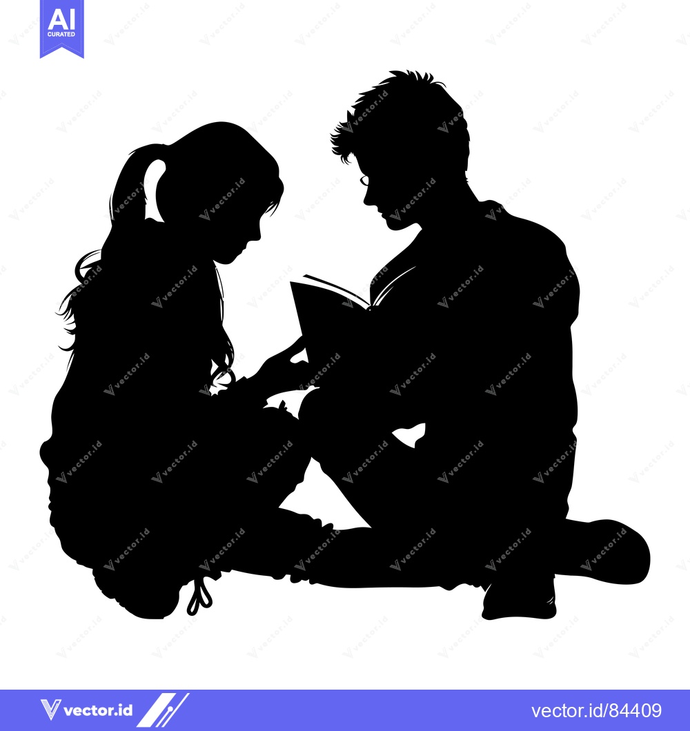 Premium Vector of Silhouette of a Couple Reading a Book Together