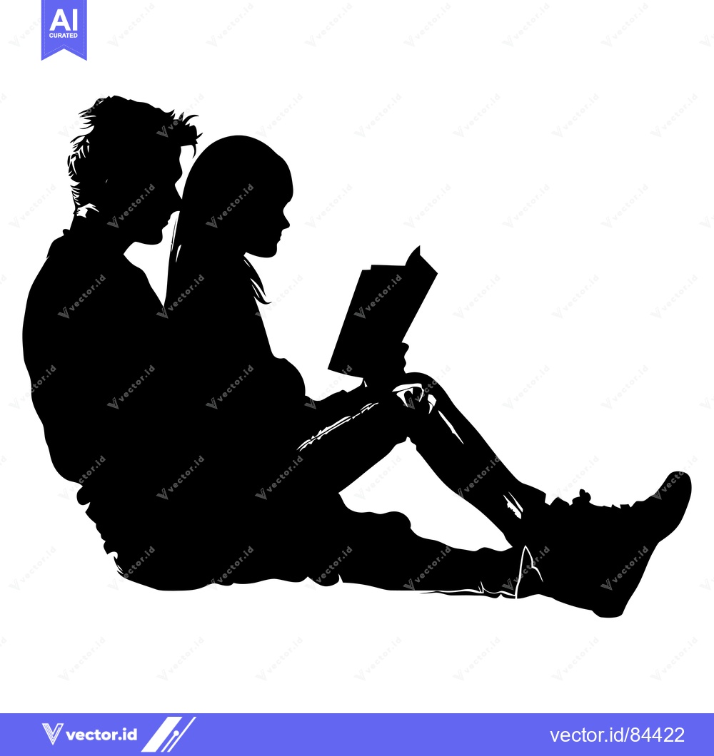 Premium Vector of Silhouette of a Couple Reading a Book Together
