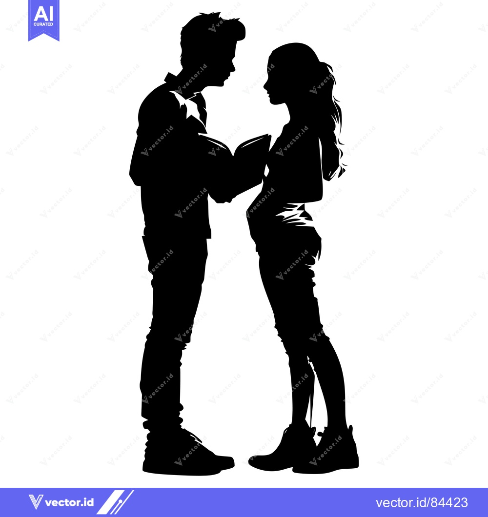 Premium Vector dari Silhouette of a Couple Looking at Each Other