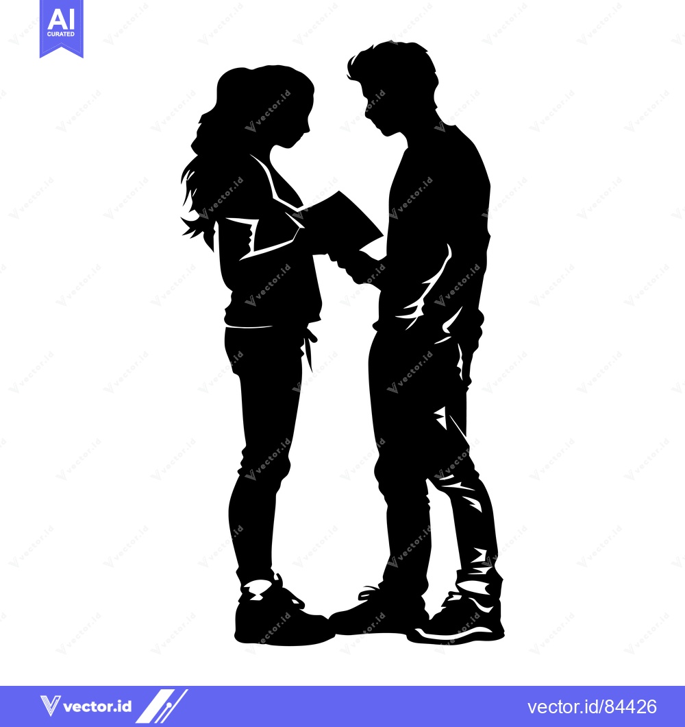 Premium Vector of Silhouette of a Couple Holding a Book