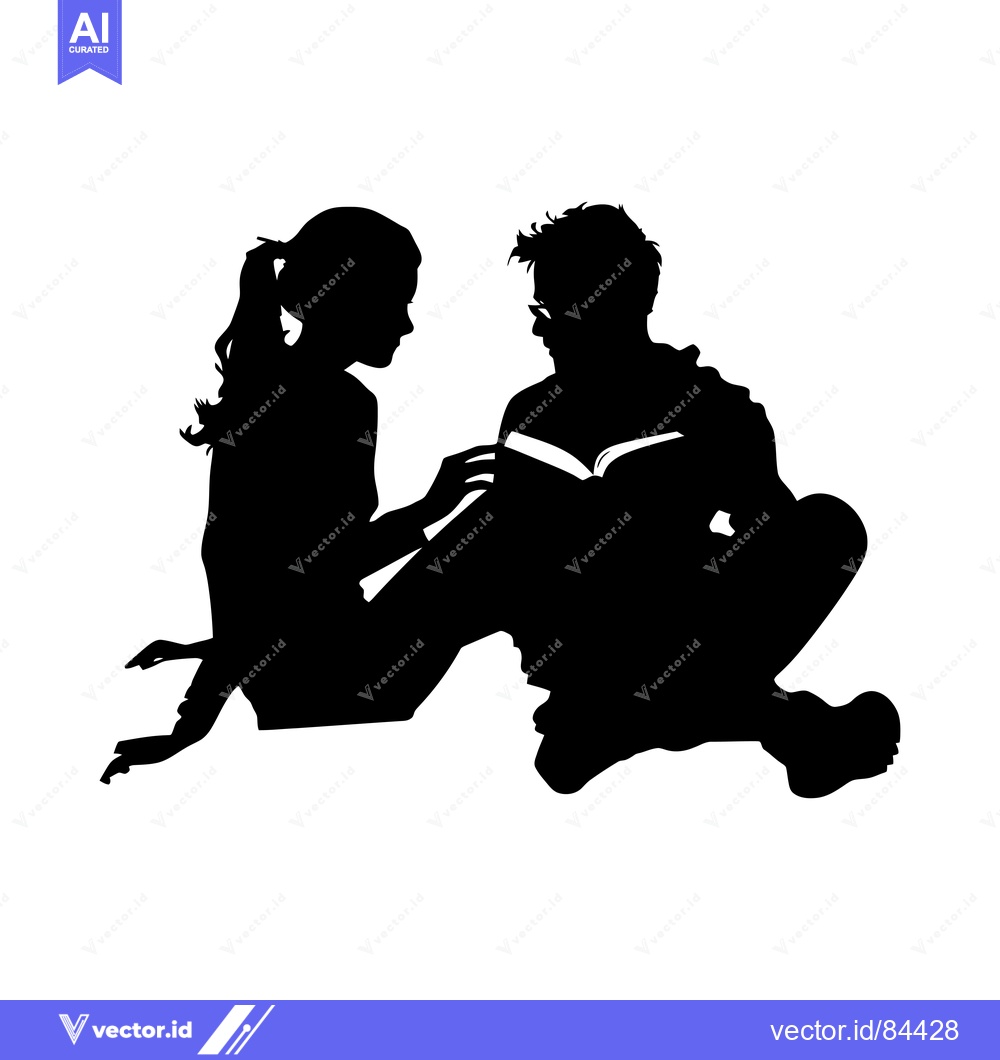 Premium Vector dari Silhouette of a Couple Reading a Book Together