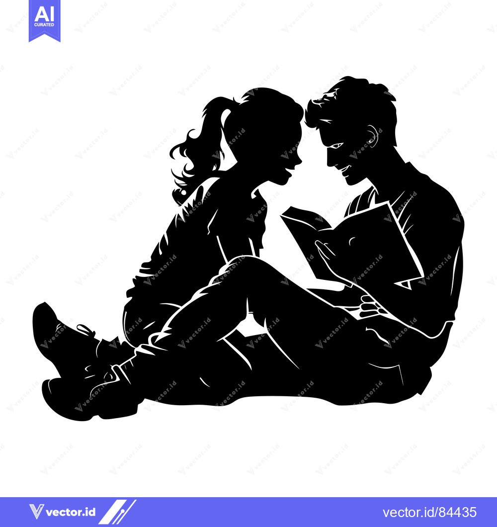 Premium Vector dari Silhouette of a couple reading a book together