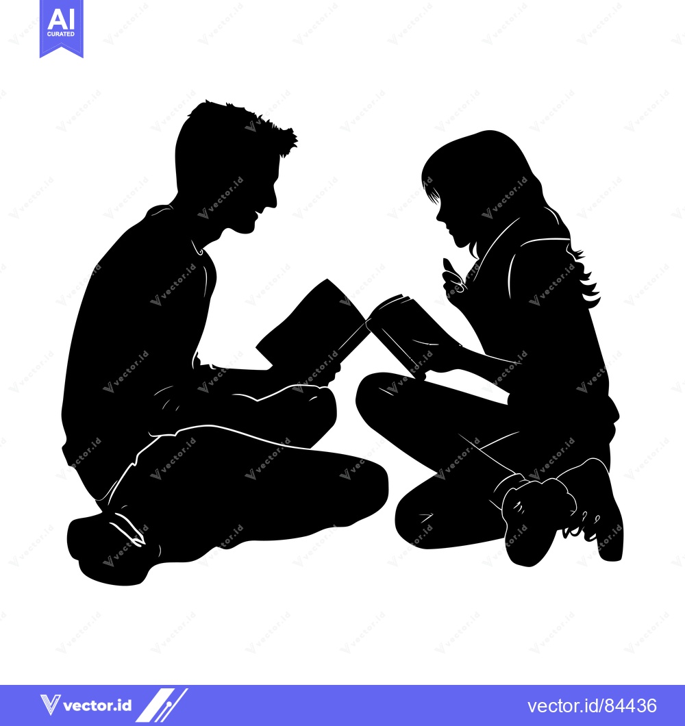 Premium Vector of Silhouettes of a Couple Reading a Book Together