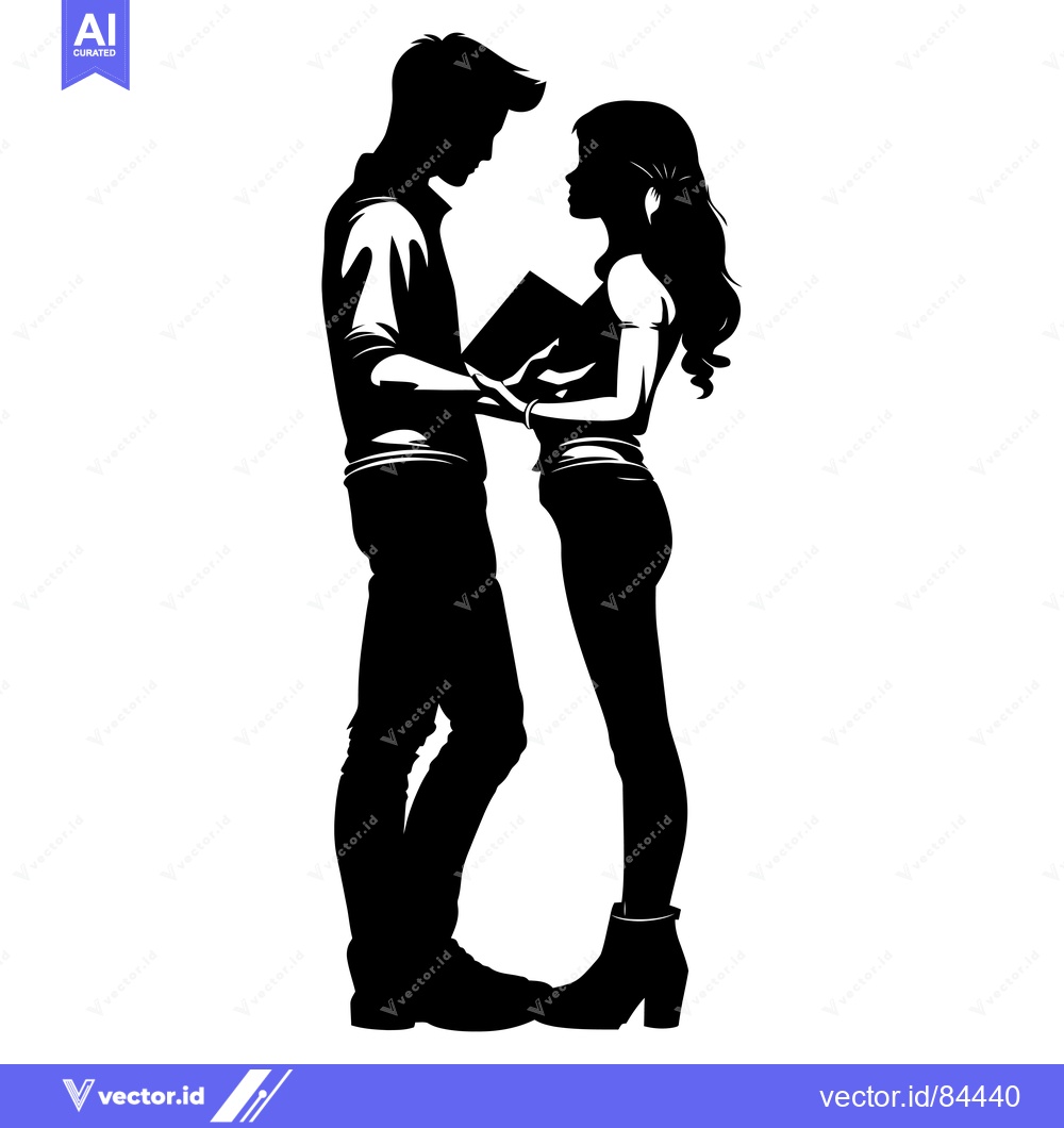 Premium Vector dari Silhouette of a Man and Woman Standing Close Together