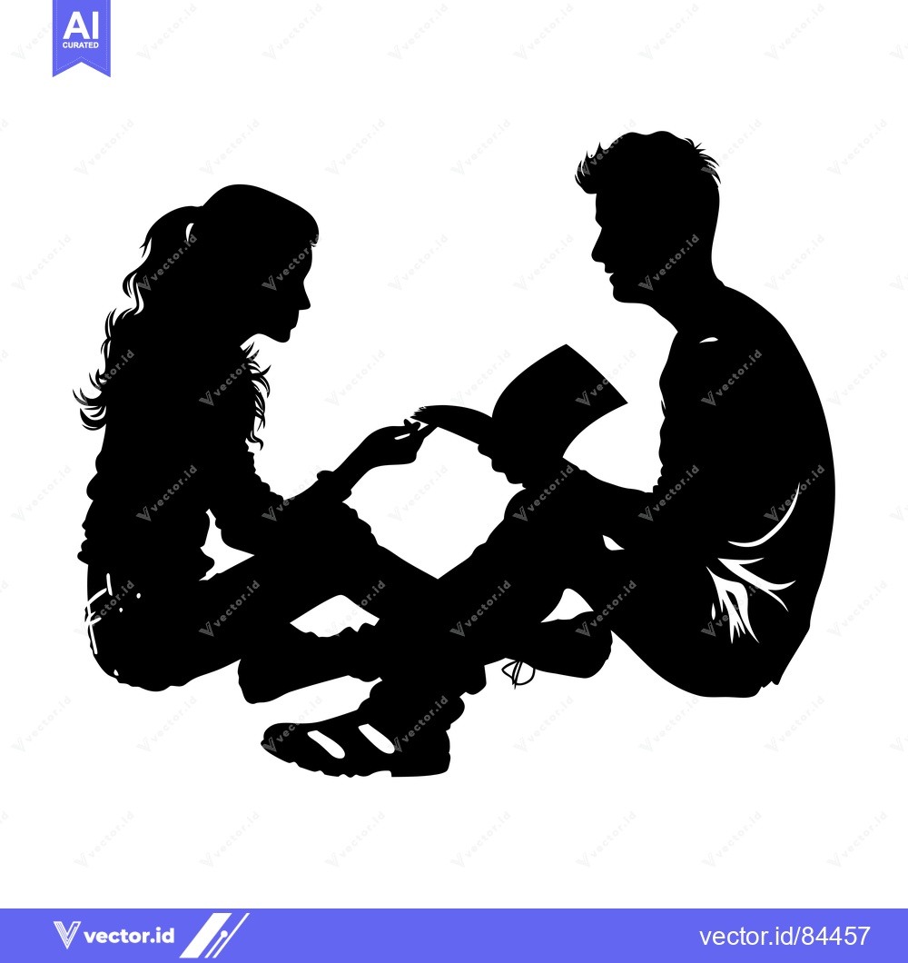 Premium Vector dari Silhouette of a Couple Reading a Book Together