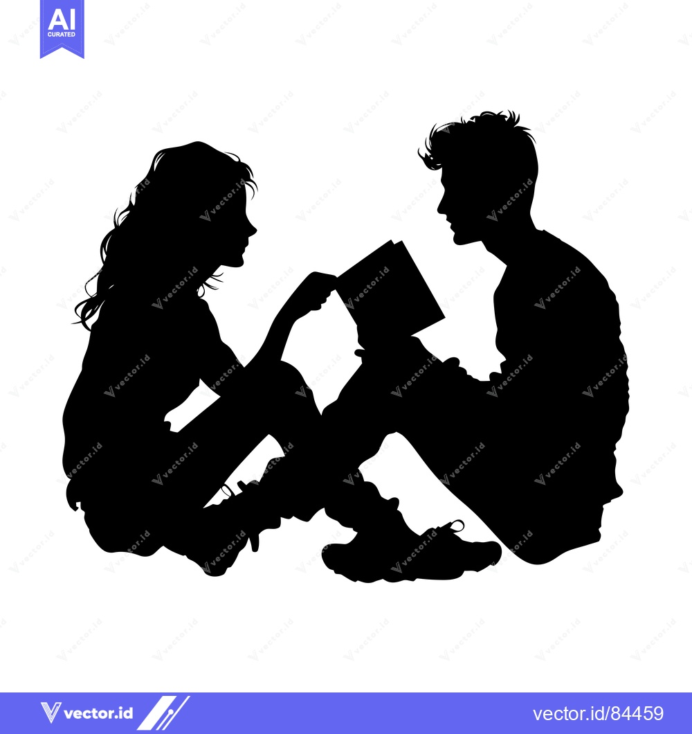 Premium Vector dari Silhouette of a couple reading a book together