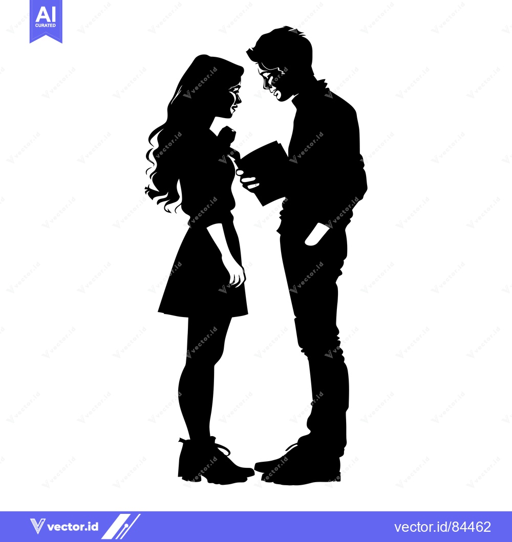 Premium Vector dari Silhouette of a Young Couple Looking at Each Other