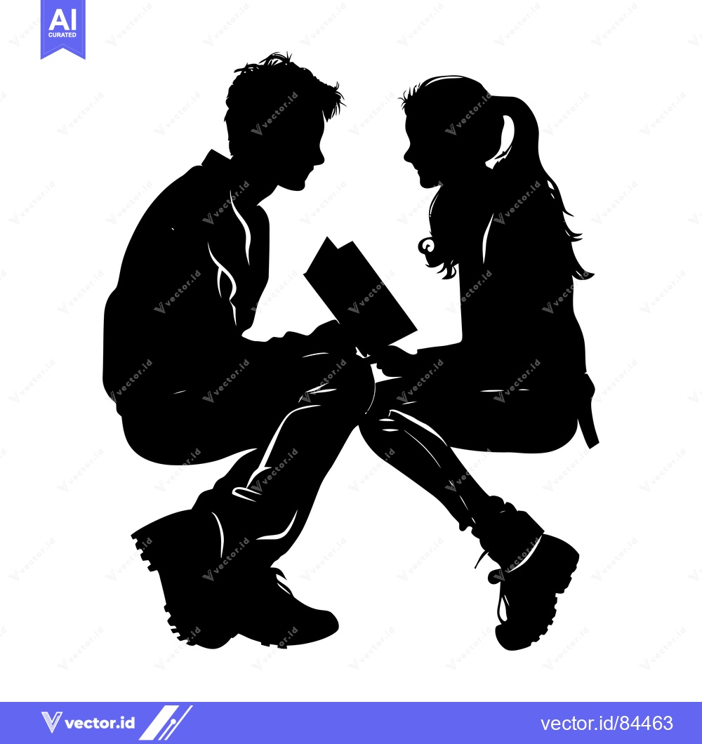 Premium Vector of Silhouette of a Couple Reading a Book Together