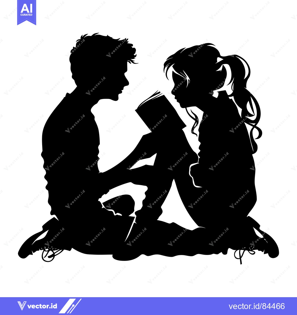 Premium Vector dari A Silhouetted Couple Sharing a Book Together
