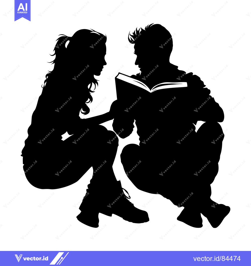 Premium Vector of Silhouette of a Couple Reading a Book Together