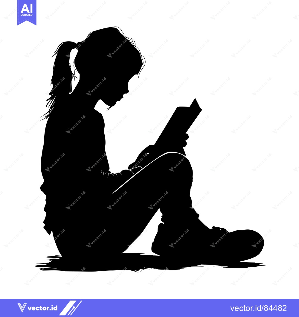 Premium Vector of Silhouette of a Girl Reading a Book
