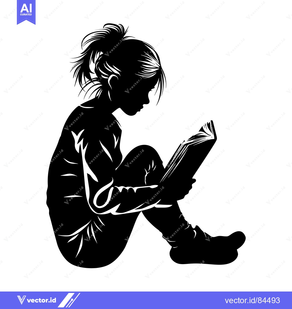 Premium Vector of Silhouette of a Girl Reading a Book