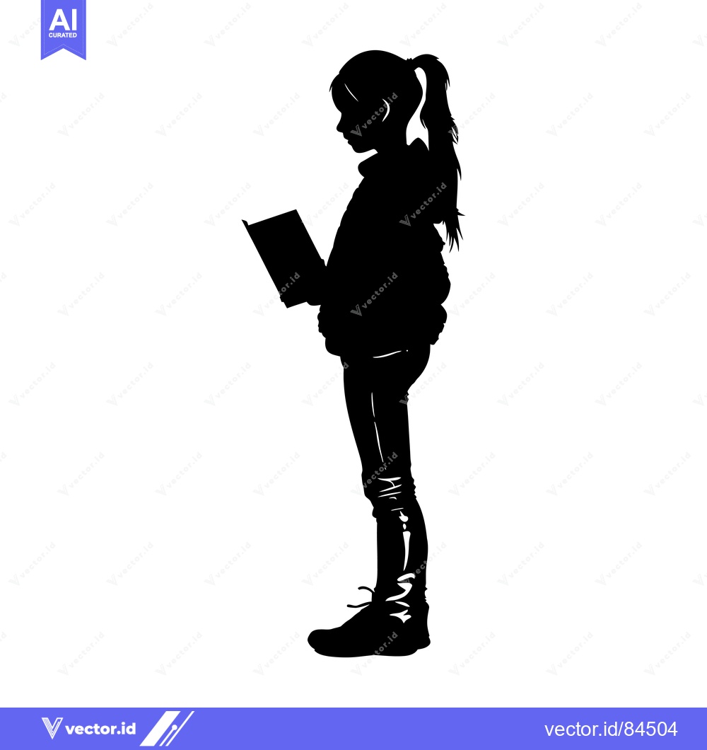 Premium Vector dari Silhouette of a young girl reading a book
