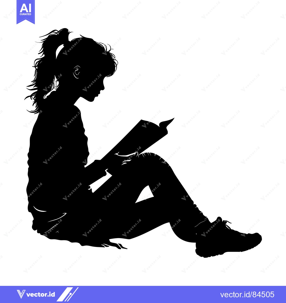Premium Vector of Silhouette of a Woman Sitting and Reading a Book