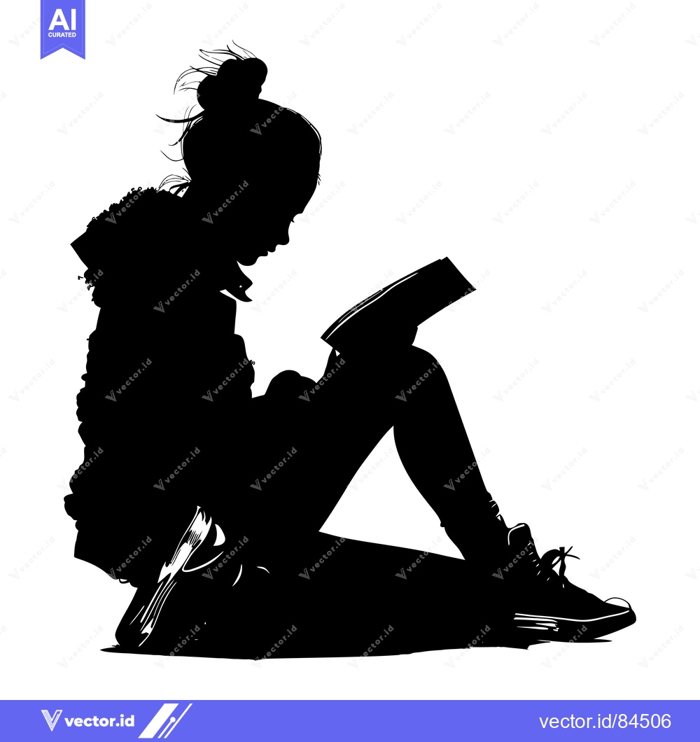 Premium Vector of Silhouette of a Girl Reading a Book