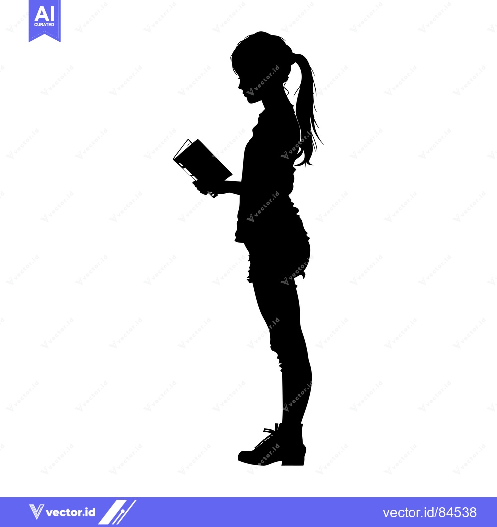 Premium Vector dari Silhouette of a Woman Reading a Book