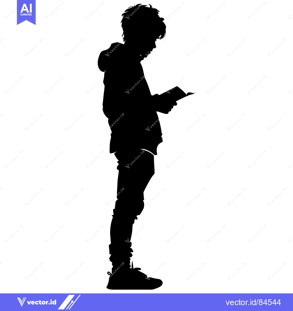 Premium Vector of Silhouette of a Young Person Reading a Book