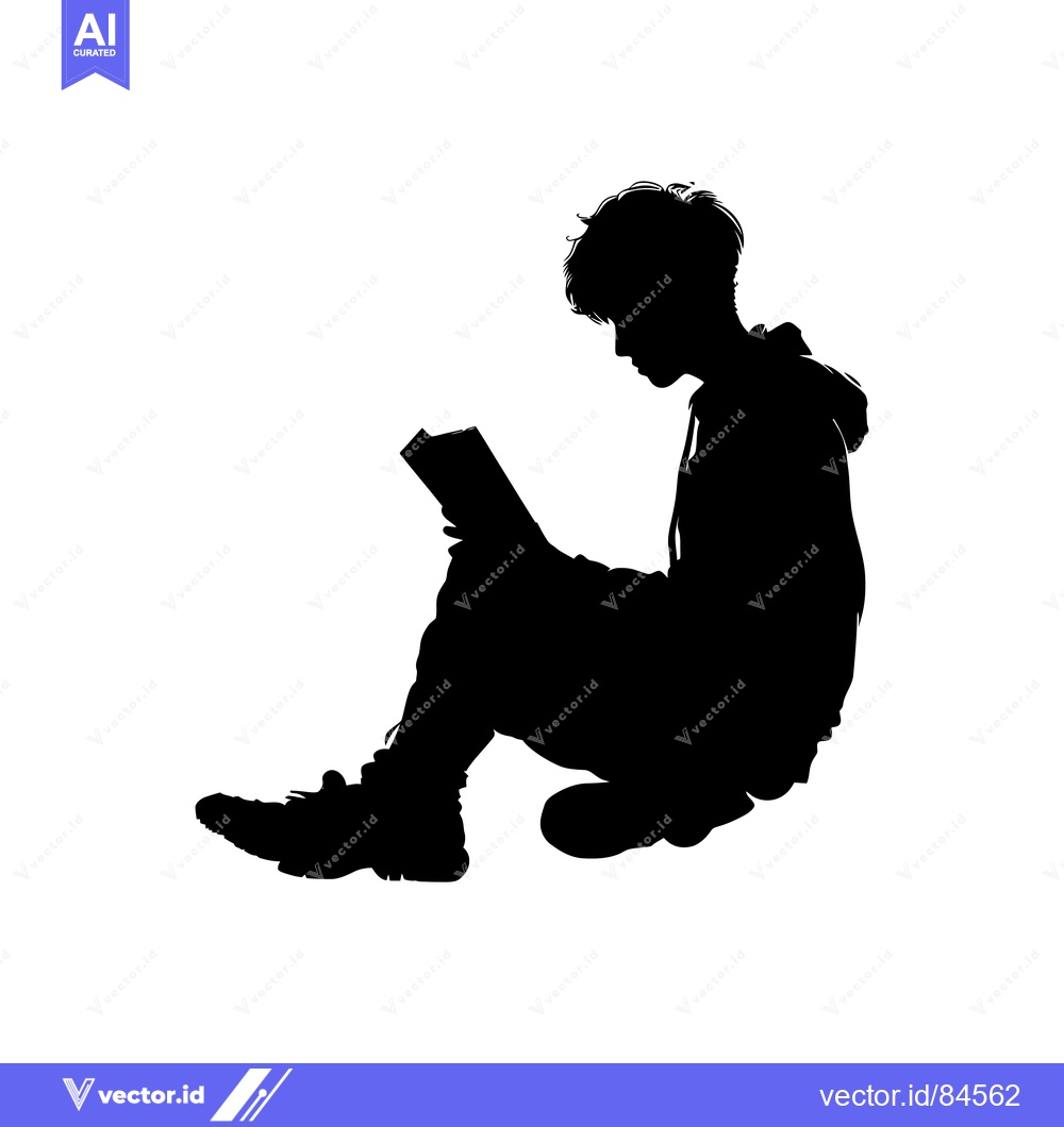 Premium Vector dari Silhouette of a Person Sitting and Reading a Book
