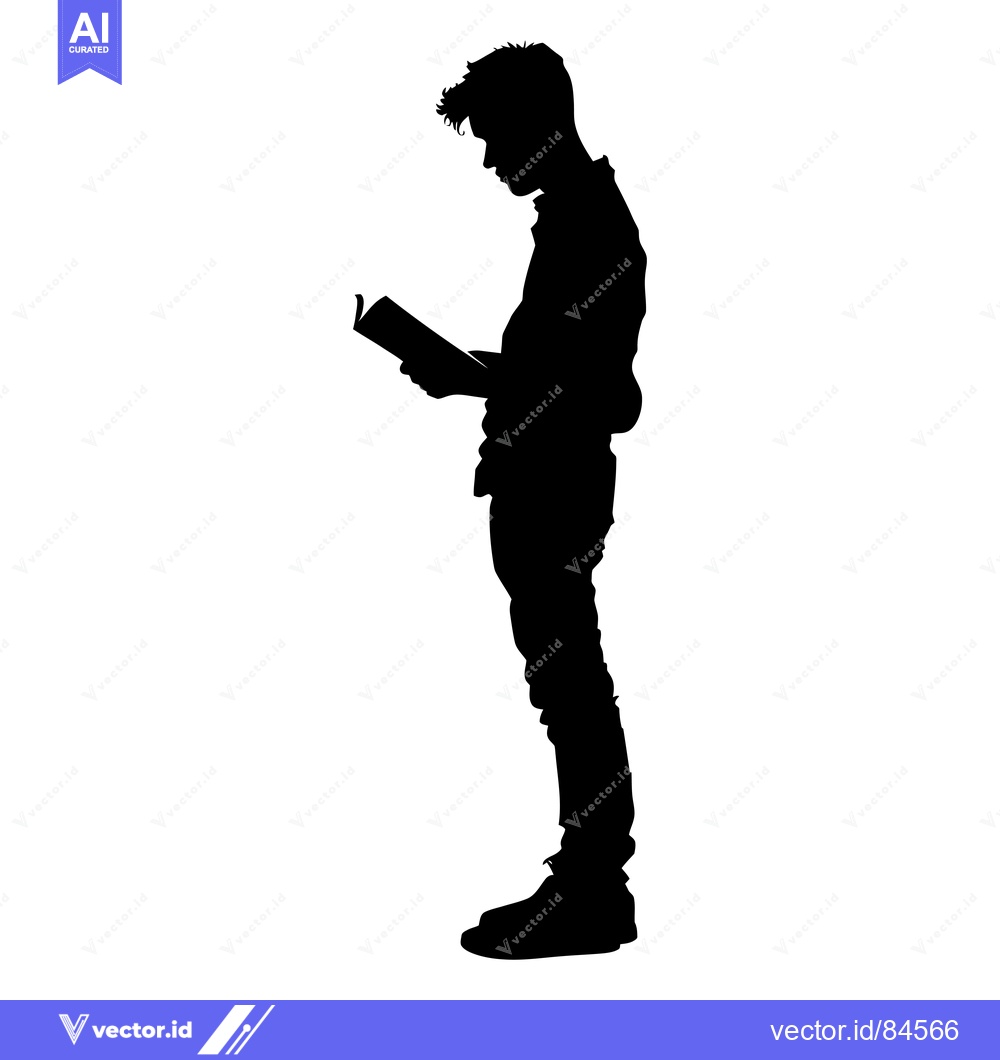 Premium Vector dari Silhouette of a young man reading a book