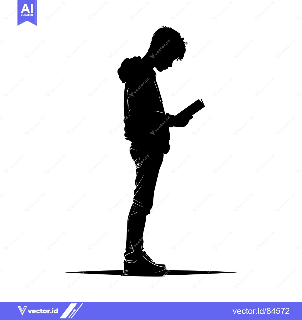 Premium Vector of Silhouette of a Person Reading a Book