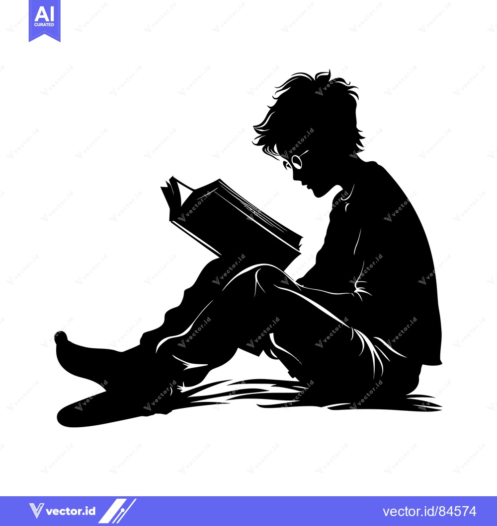 Premium Vector of Silhouette of a Person Reading a Book