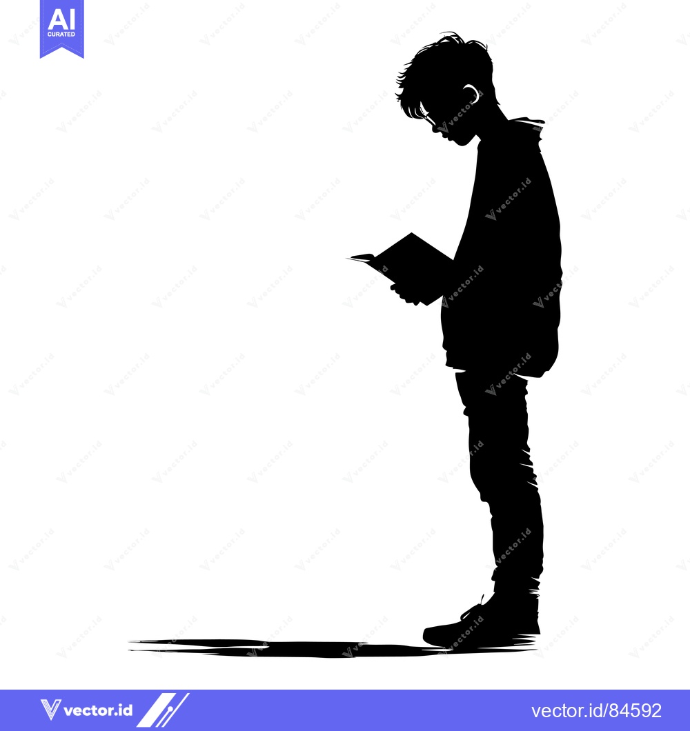 Premium Vector dari Silhouette of a Person Reading a Book