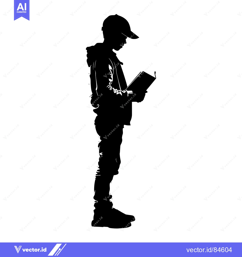 Premium Vector dari Silhouette of a young person reading a book