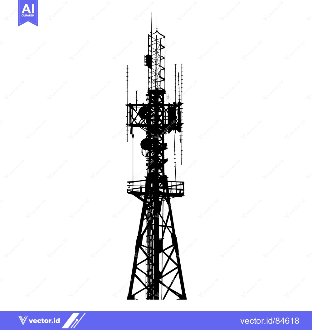 Premium Vector dari Silhouette of a tall radio tower with multiple antennas