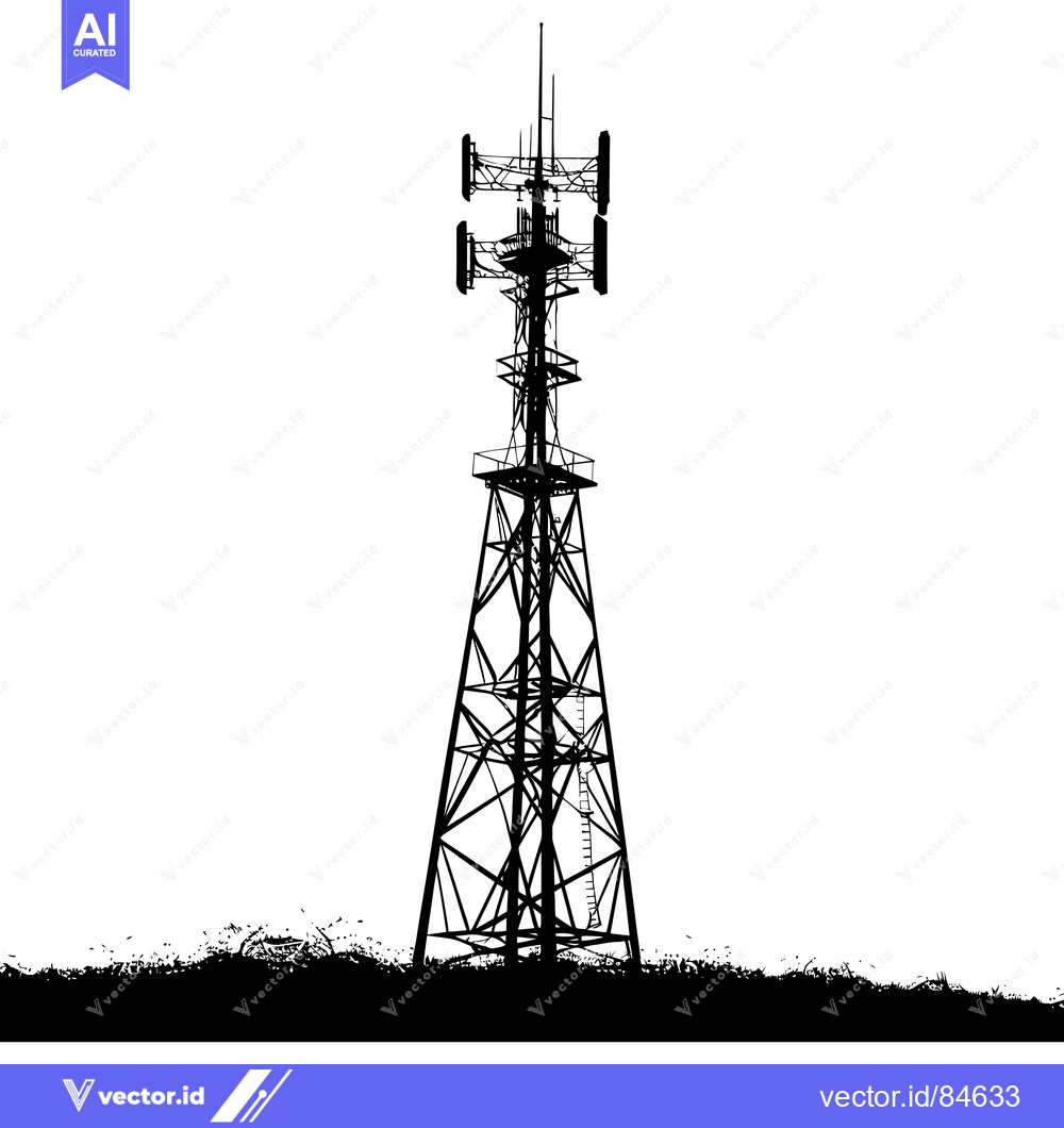 Premium Vector of Silhouette of a Tall Cell Tower with Antennas
