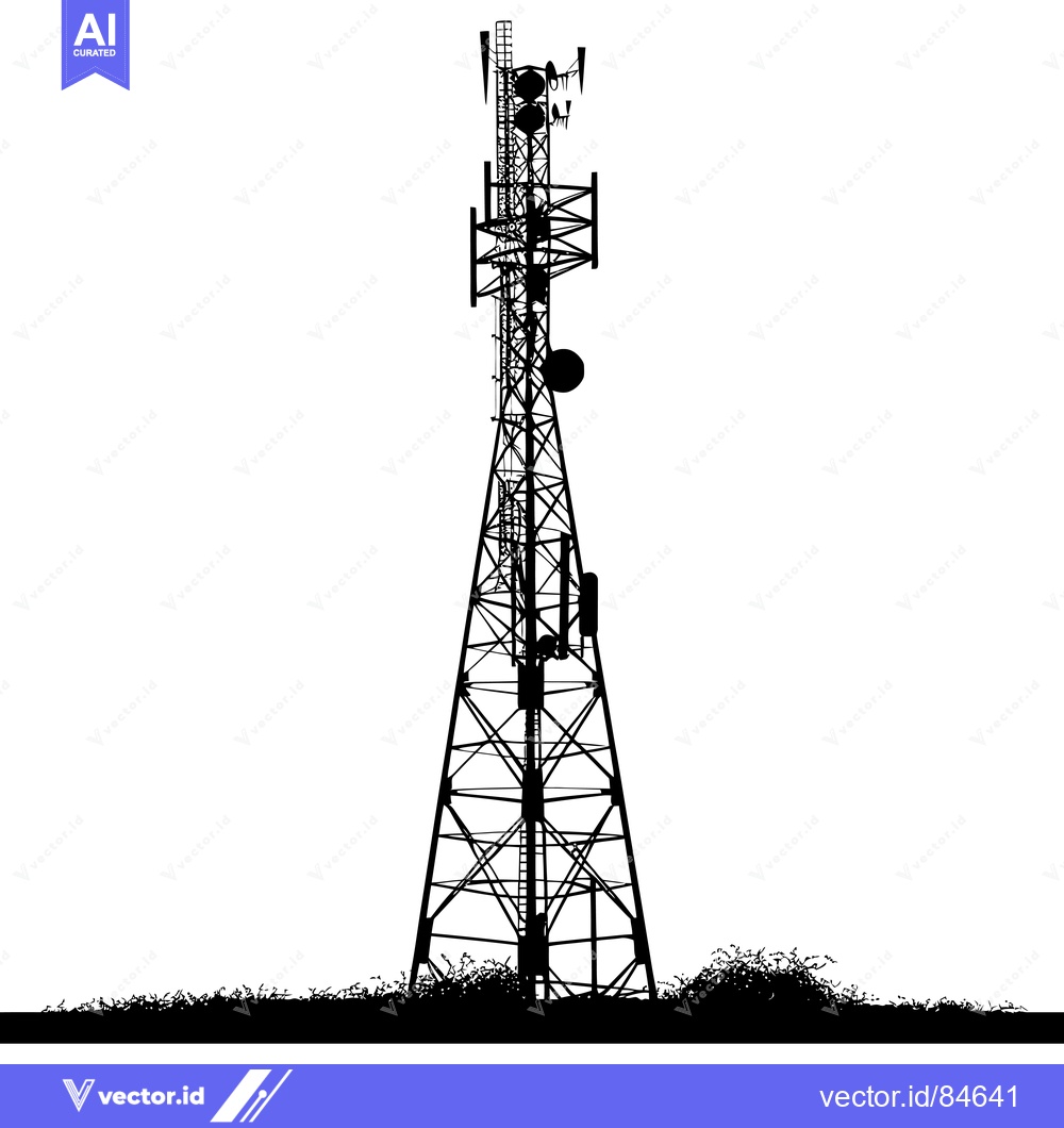 Premium Vector of Silhouette of a Tall Metal Tower with Antennas