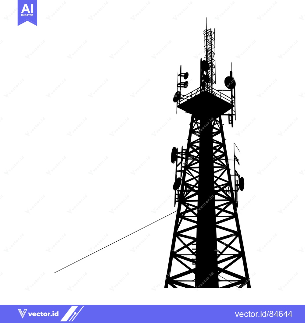 Premium Vector dari Silhouette of a Tall Communication Tower with Multiple Antennas