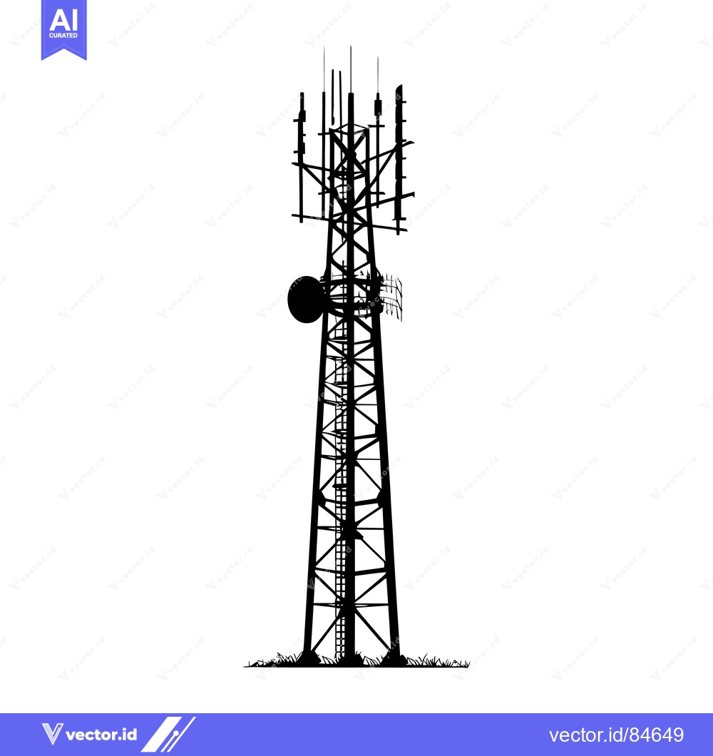 Premium Vector of Silhouette of a Tall Cell Tower with Multiple Antennas