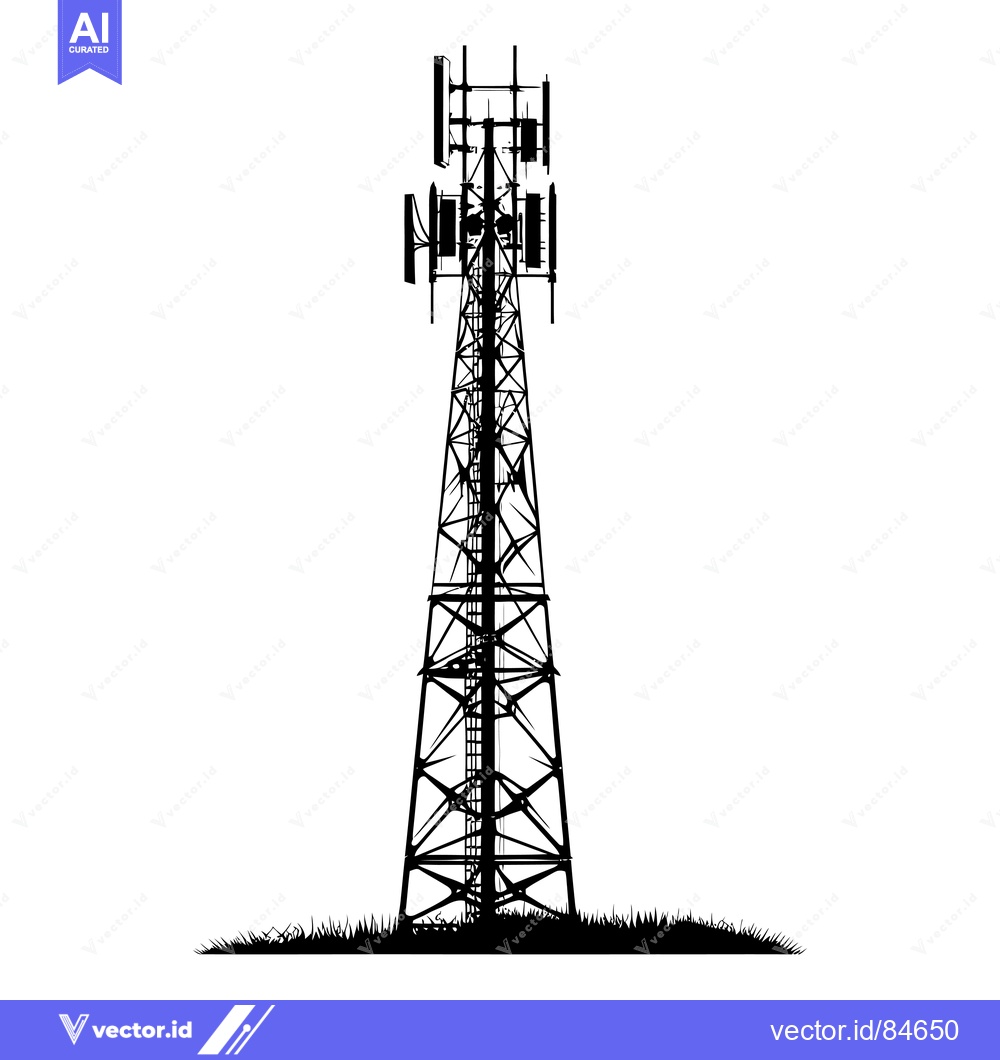 Premium Vector dari Silhouette of a Cell Phone Tower with Antennas