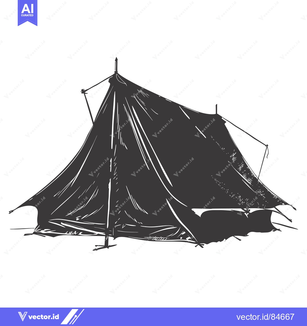 Premium Vector of A Hand-Drawn Sketch of a Black Tent with Flaps Down