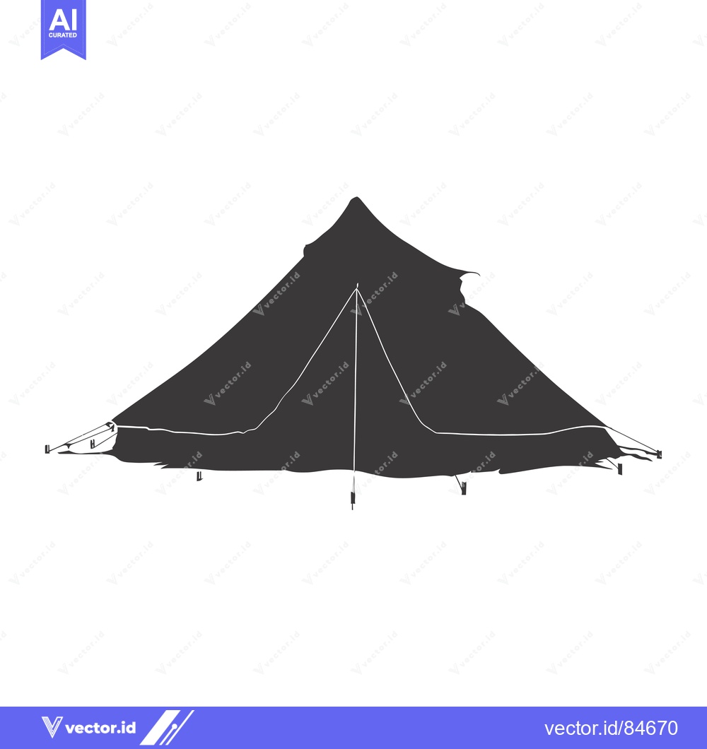 Premium Vector dari A Black And White Silhouette Of A Camping Tent