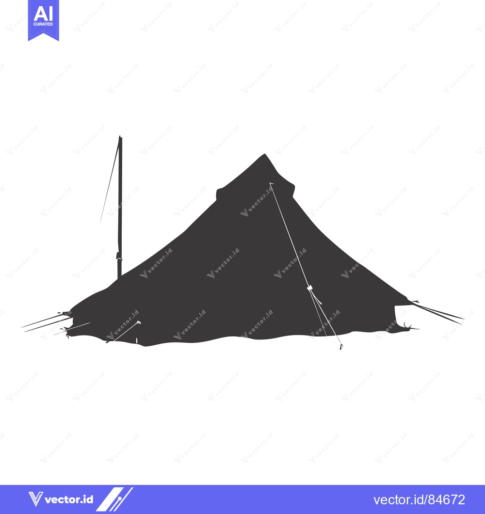 Premium Vector dari A Black and White Silhouette of a Tent with a Central Pole